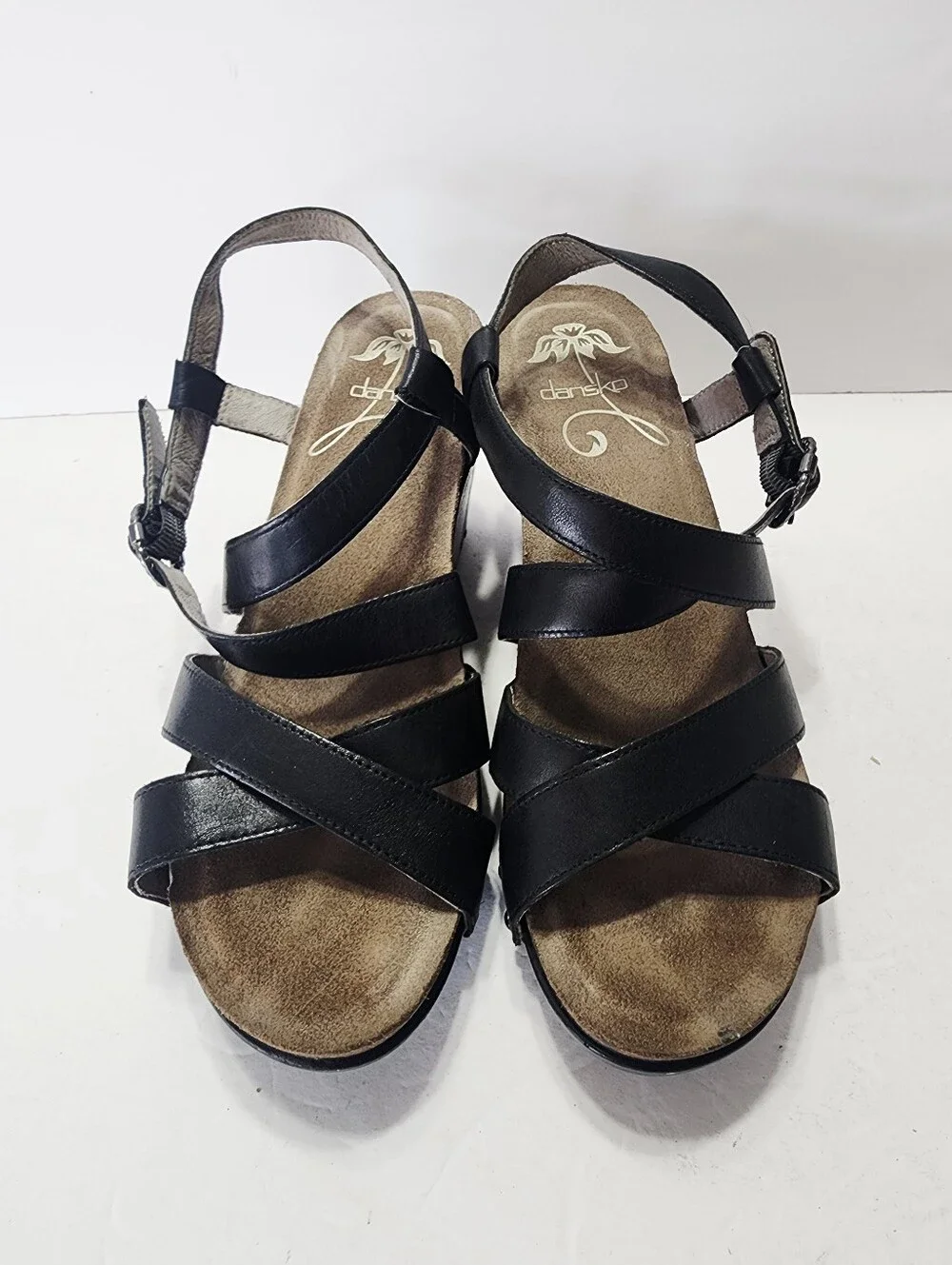 Dansko Black Frida Wedge Sandals Size 40